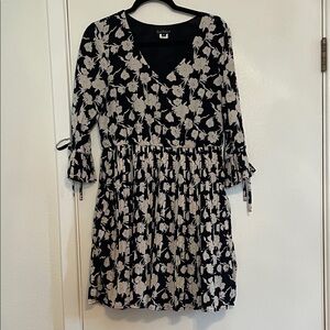 Floral Black and White Mini Dress